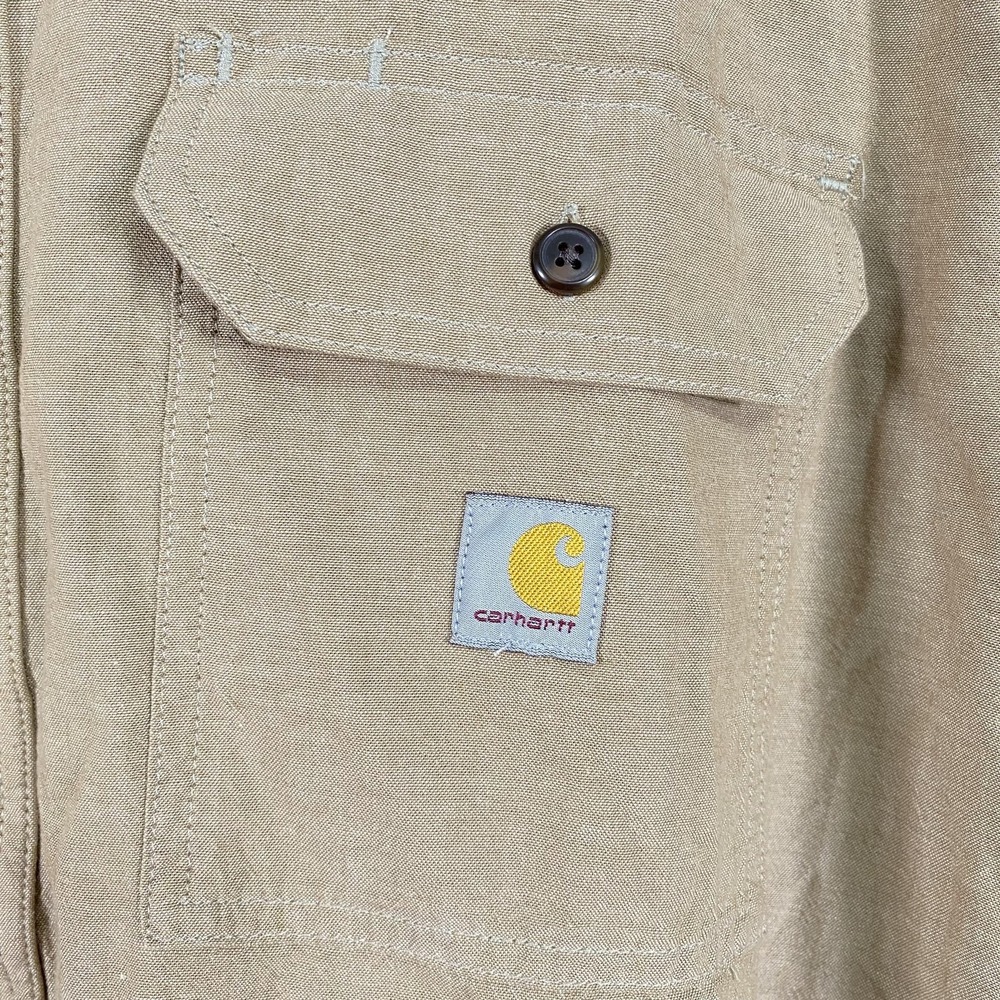 Carhartt Shirt Mens XL Tan Loose Fit Button Down Long Sleeve Work Cotton TW4368 - Picture 3 of 13